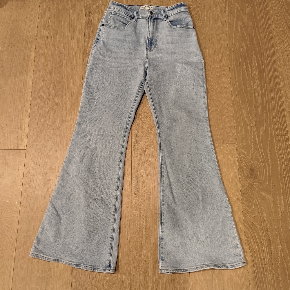 Light Blue Flared Women Jeans short length